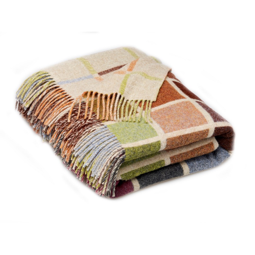 Howarth Merino Lambs Wool Throw in Beige Multi